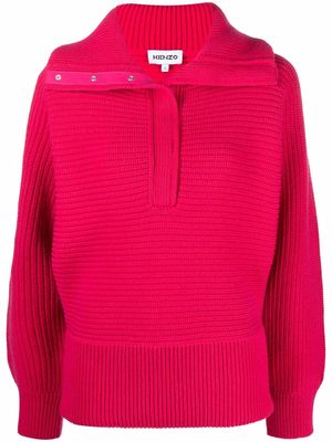 Kenzo ribbed knit spread-collar jumper - Pink