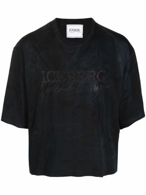 Iceberg logo-embroidered cotton T-shirt - Black