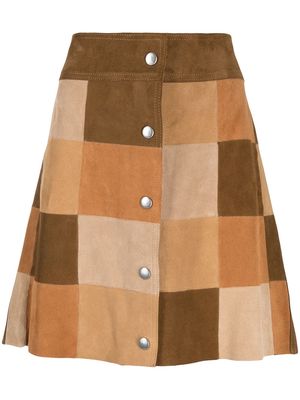 YMC Wendy checkered short skirt - Brown