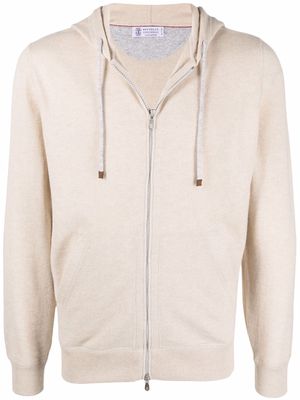 Brunello Cucinelli zip-up cashmere hoodie - Neutrals