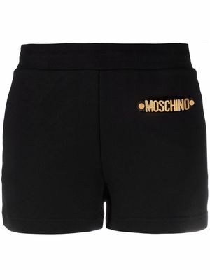 Moschino logo-plaque track shorts - Black