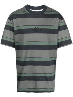 Han Kjøbenhavn striped embroidered logo T-shirt - Grey