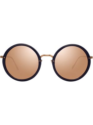 Linda Farrow mirrored round-frame sunglasses - Blue
