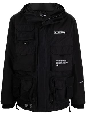 izzue multiple-pocket hooded jacket - Black