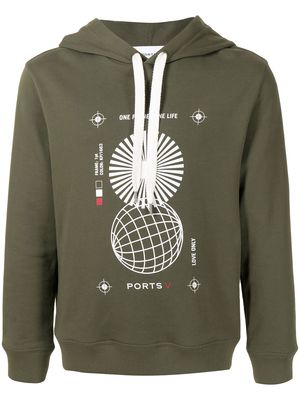 Ports V graphic print hooded sweatshirt - Green