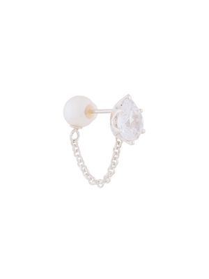 E.M. crystal & pearl stud earring - Metallic