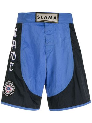 Amir Slama embroidered patches Luta shorts - Blue
