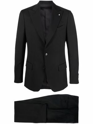 Lardini single-breasted wool suit - Black