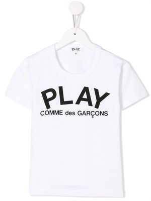 Comme Des Garçons Play Kids lettering logo print T-shirt - White