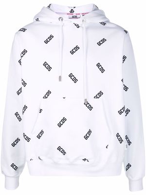 Gcds all-over logo print hoodie - White