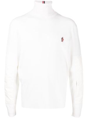 Moncler Grenoble panelled logo-patch knitted jumper - White