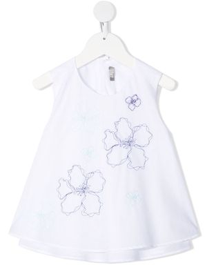 Il Gufo floral-embroidered sleeveless blouse - White