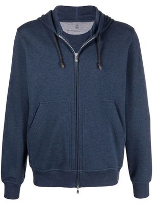 Brunello Cucinelli zip-up hooded sweatshirt - Blue