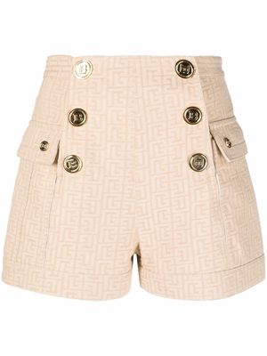 Balmain monogram jacquard button-front shorts - Neutrals
