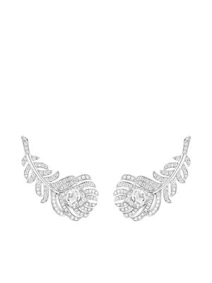 Boucheron 18kt white gold diamond Plume de Paon ear clips - Silver