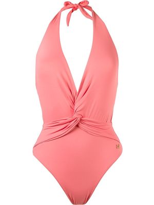 Brigitte deep v-neck wrapped swimsuit - Pink