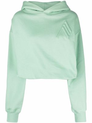 The Attico cropped embroidered-motif hoodie - Green