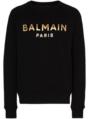 Balmain logo-print long-sleeve sweatshirt - Black