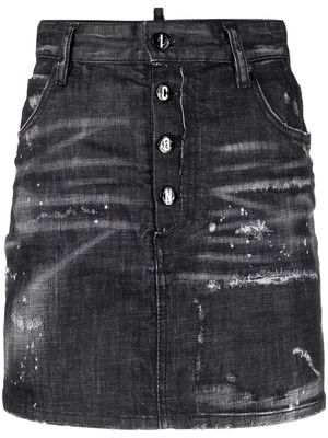 Dsquared2 high-waisted distressed-effect denim skirt - Black