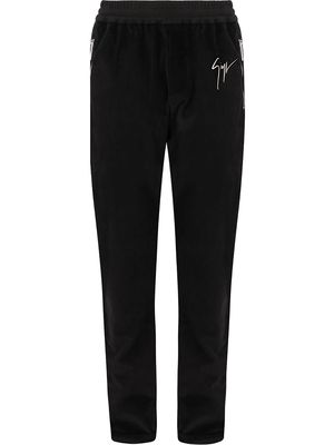 Giuseppe Zanotti satin-trim velvet trousers - Black