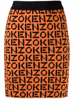 Kenzo knitted all-over logo skirt - Orange