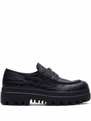 Car Shoe crocodile effect moccasins - Black