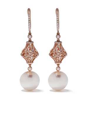 Yoko London 18kt rose gold Aurelia South Sea pearl and diamond drop earrings - Pink