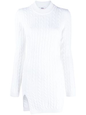 Gcds cable knit slit mini dress - White