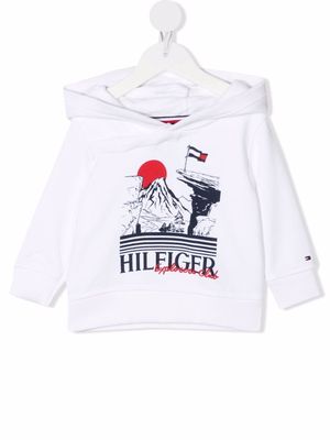 Tommy Hilfiger Junior logo-print organic cotton hoodie - White