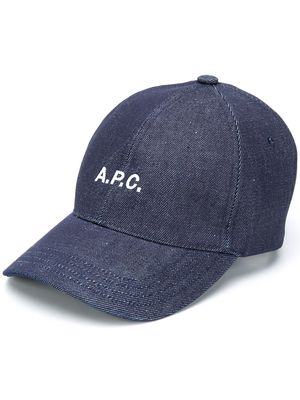 A.P.C. embroidered logo denim cap - Blue