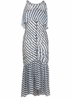 Chanel Pre-Owned 2008 ruched striped midi dress - Blue