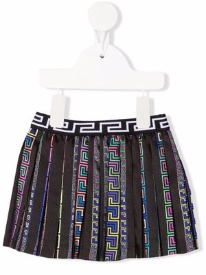 Versace Kids Greca pattern pleated skirt - Black