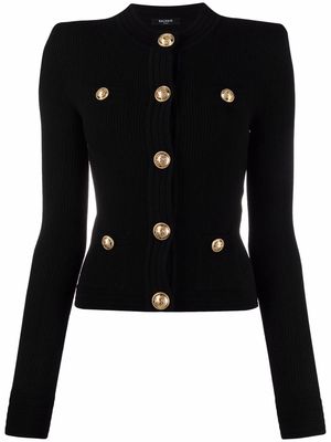 Balmain button-embellished ribbed cardigan - Black