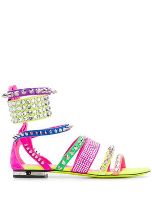 Philipp Plein studded colour-block sandals - Pink