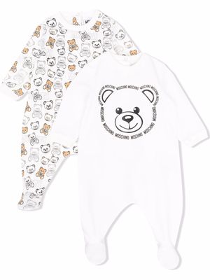 Moschino Kids teddy bear-print cotton pajamas - White