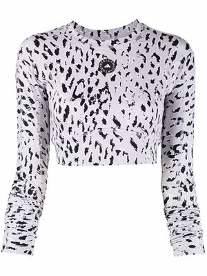 adidas by Stella McCartney leopard-print cropped top - Grey