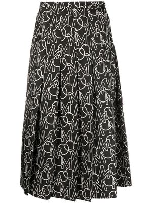 Moncler logo print pleated skirt - Black