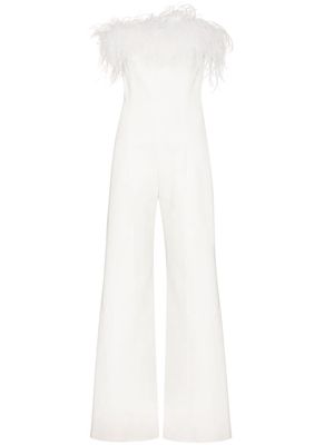 16Arlington Taree feather-trim strapless jumpsuit - White