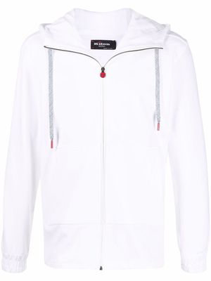 Kiton drawstring zip-up hoodie - White