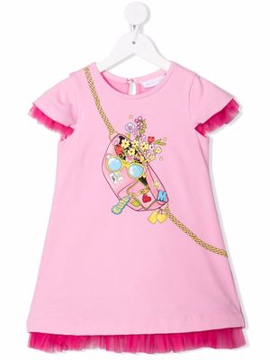 Monnalisa ribbed belt-bag T-shirt dress - Pink
