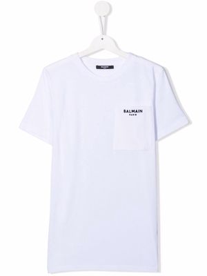 Balmain Kids TEEN embroidered logo cotton T-shirt - White