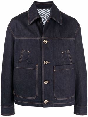 Versace contrast-stitching denim jacket - Blue