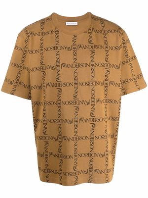 JW Anderson all-over logo print T-shirt - Brown