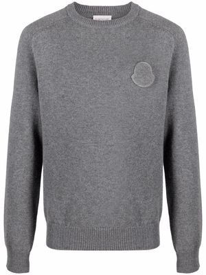 Moncler logo-patch cashmere jumper - Grey