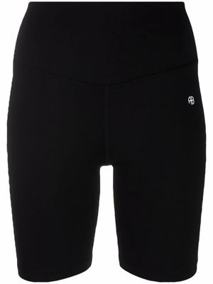 ANINE BING logo-print cycling shorts - Black