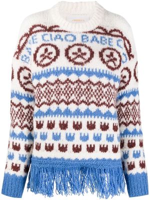 La DoubleJ Engadina intarsia knit jumper - White