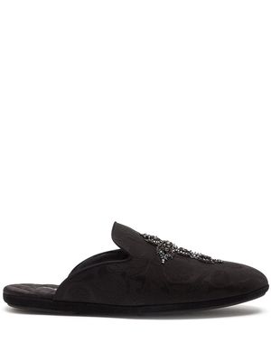 Dolce & Gabbana Young Pope cross-embroidered slippers - Black