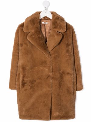 P.A.R.O.S.H. faux-fur single-breasted coat - Neutrals