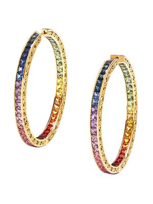 Dolce & Gabbana 18kt yellow gold diamond sapphire rainbow hoops