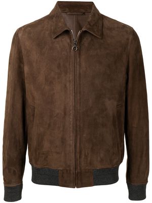 Salvatore Ferragamo leather shirt jacket - Brown